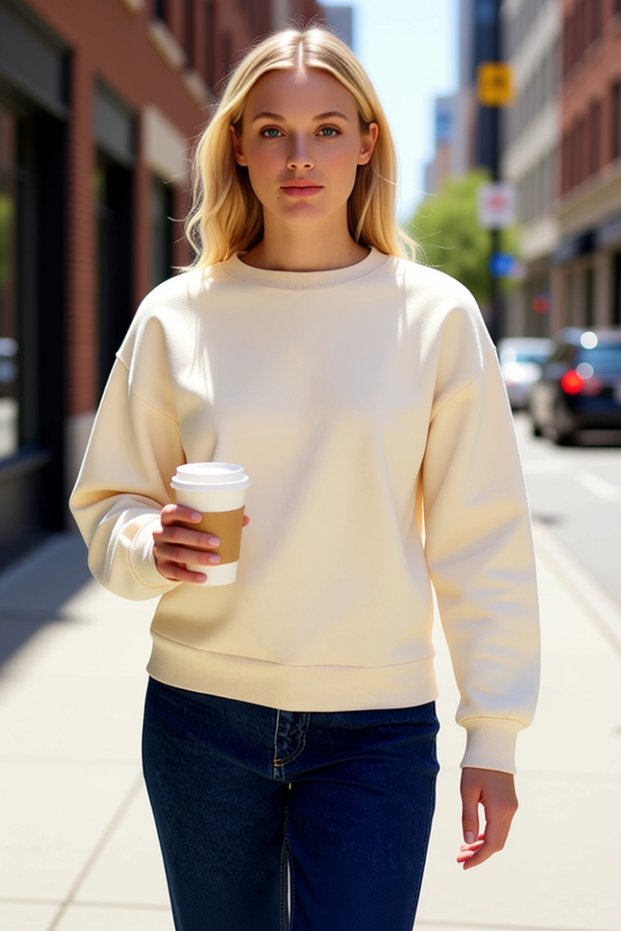 Women's Crew Neck Low Sleeve Regular Fit Knitted Sweatshirt Functional Durable Quality