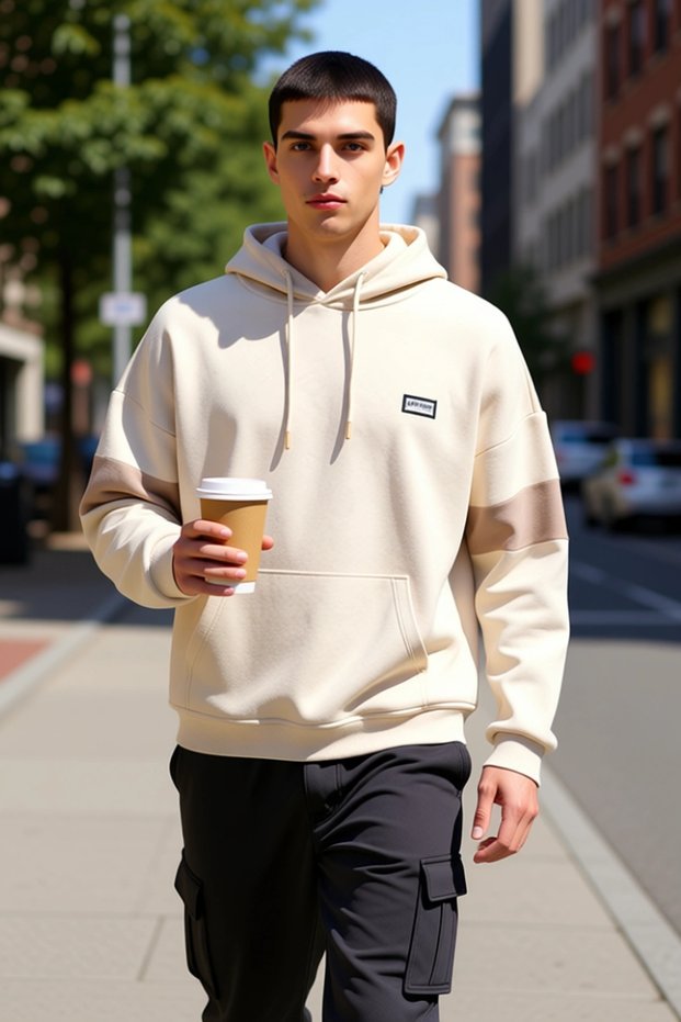 Men's Hooded Standard Sleeve Color Block Oversized Mold Sweatshirt Functional Durable Stylish