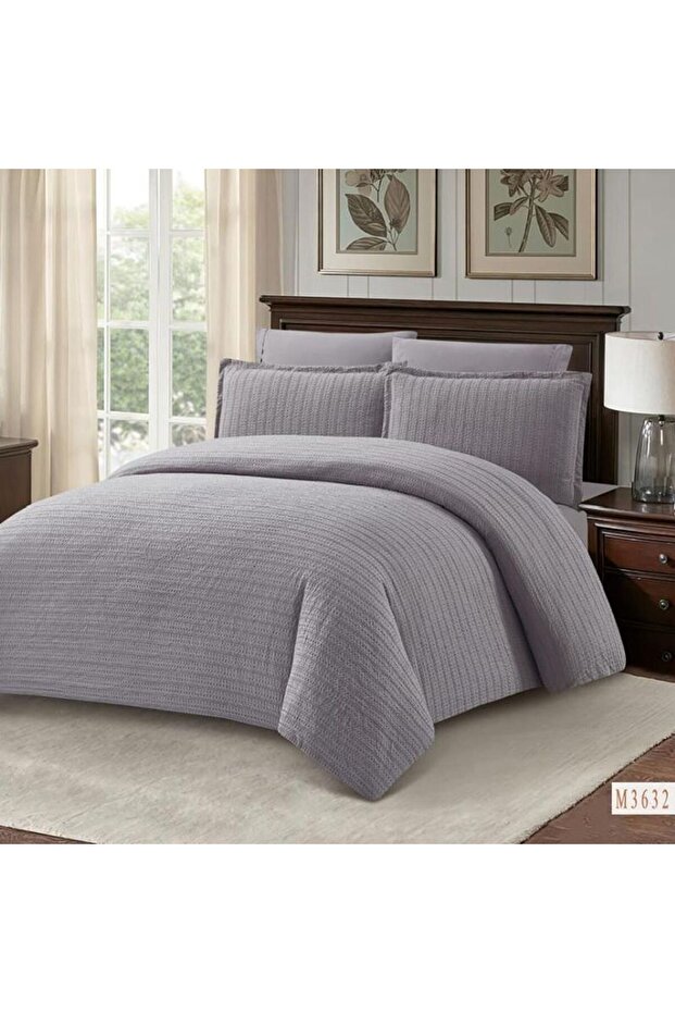 Julie's light gray summer double bedspread