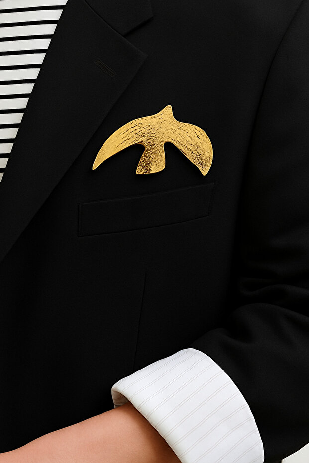 Gold modern kuş broş - 2
