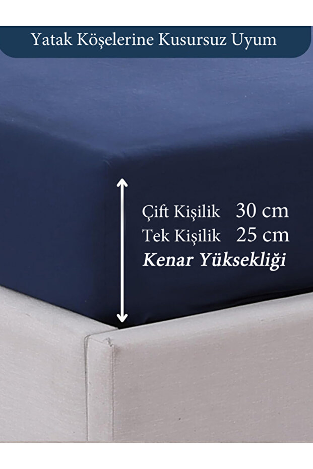 طقم ملاءات سرير مطاطية باللون الأزرق الداكن مكون من 63 قطعة + غطاء وسادة - 5