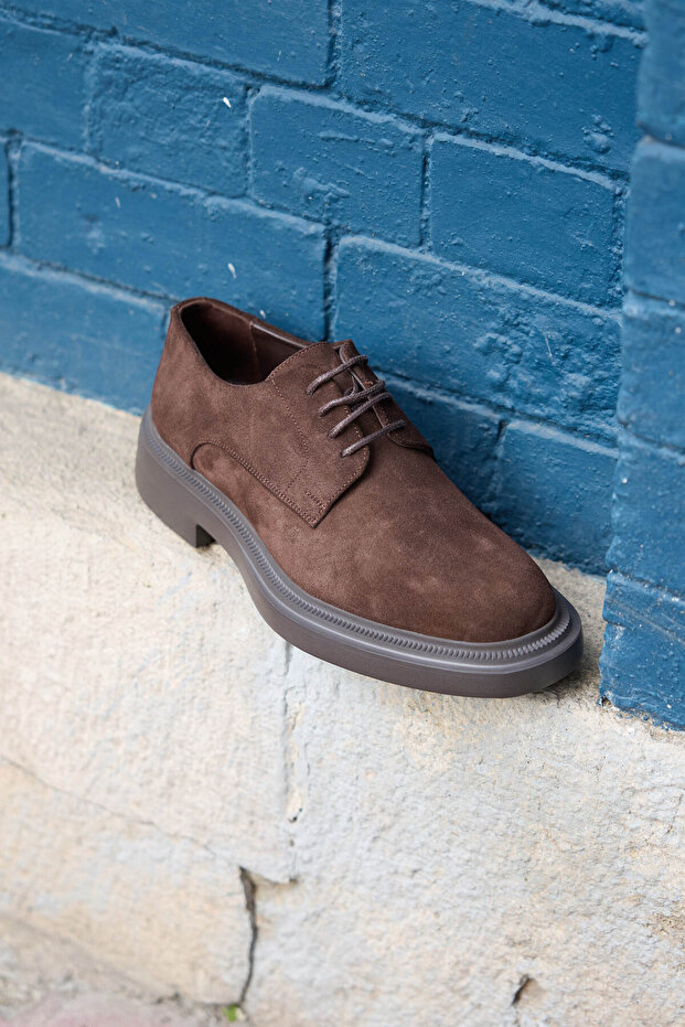Delfino Brown Suede 100% Genuine Leather Men's Classic Casual Shoes