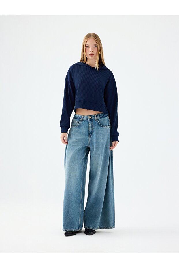 Long Crop Kadın Sweatshirt - 2