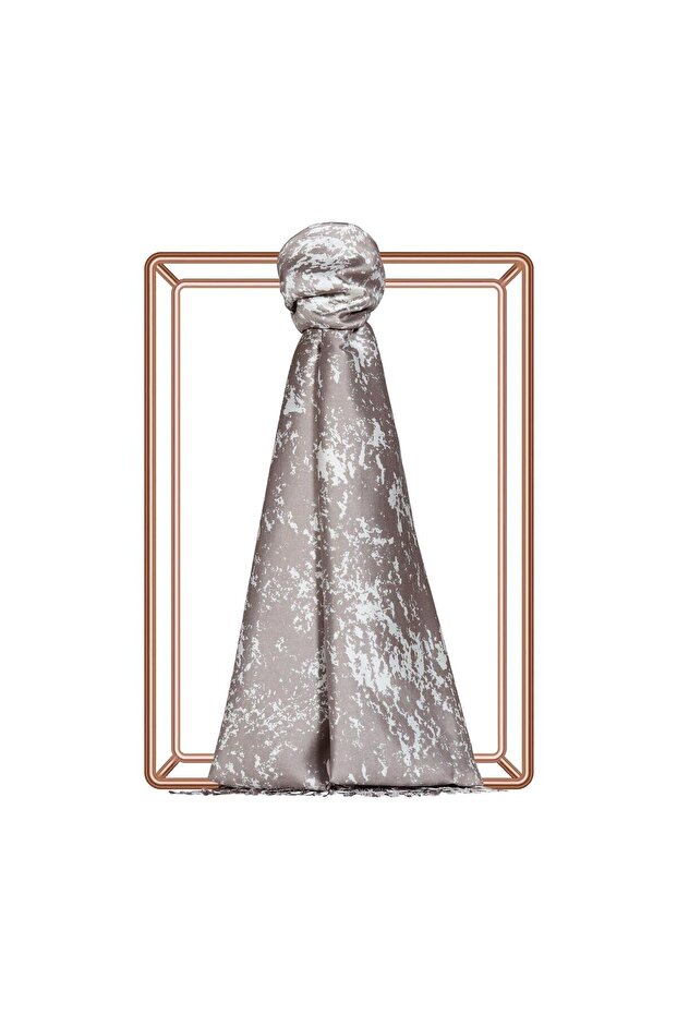 Patterned Silk Shawl - Marble Pattern - Mink - 2