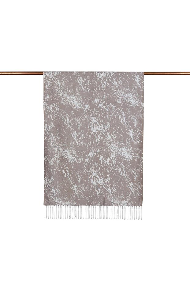 Patterned Silk Shawl - Marble Pattern - Mink - 3