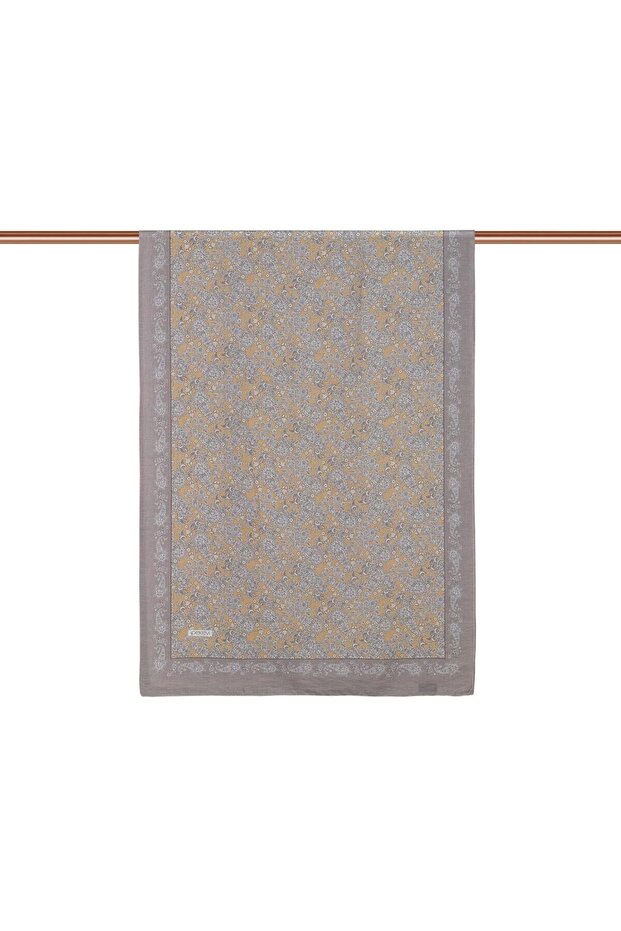 Patterned Tensoft Shawl - Mesopotamia Patterned - Mink - 2