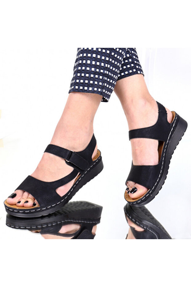 Sandale negre comode Rini - 1