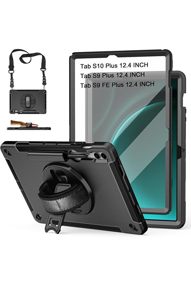 Case for Samsung Galaxy Tab S10+/S9 FE+/S9+ 12.4" - TPU Cover with Stand & S-Pen Holder (Bl