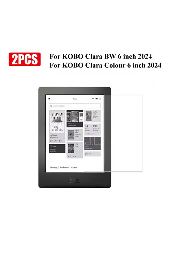 واقي شاشة من الزجاج المقوى من KOBO Clara Colour 6، قطعتان، لجهاز KOBO Libra 2 Clara Colour BW Clear KOBO