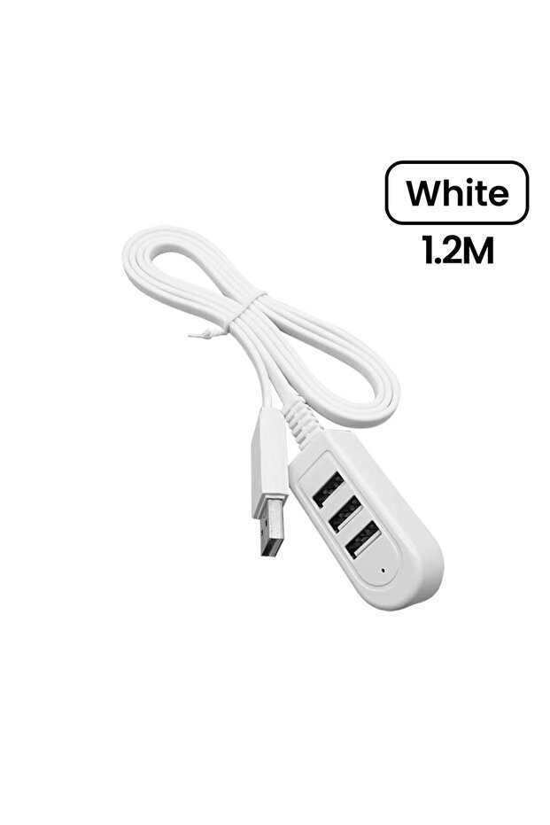 موزع USB 2.0 أبيض 3 في 1 بطول 1.2 متر، موزع USB عالي السرعة، محول موزع USB لملحقات الكمبيوتر الشخصي