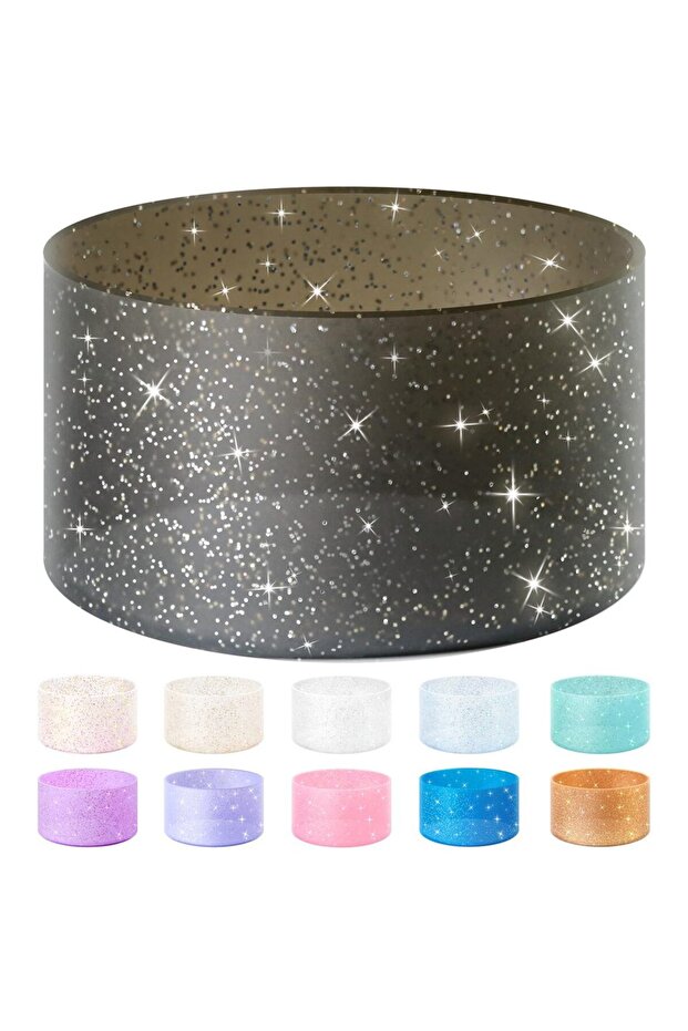 black Glitter Silicone Boot Bottom Sleeve Cup for Stanley 12-24oz Bling Water Bottle Bottom Sleeve C