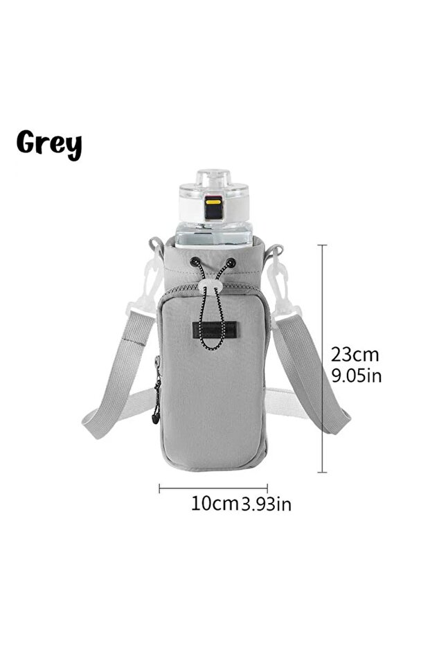 gray Portable Water Bottle Bag with Adjustable Shoulder Strap Thermal Vacuum Mug Cup Sleeve Cup Insu