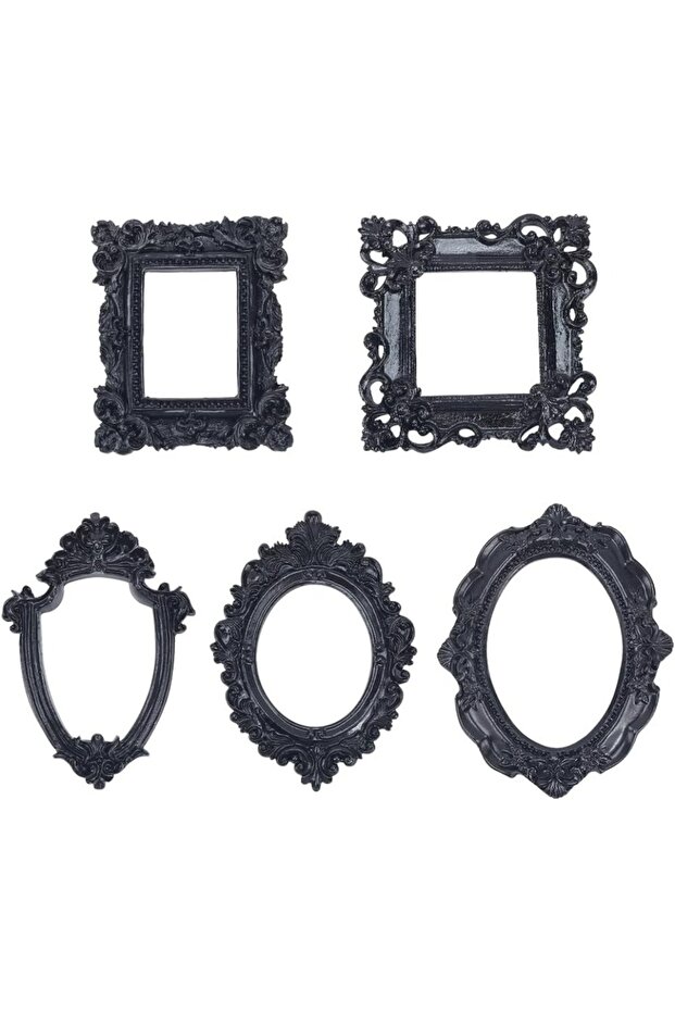 AECH-26859 5 Pcs Resin Frame Gothic Photo Frame Black Antique Picture Frame Wall Gallery Picture Fra