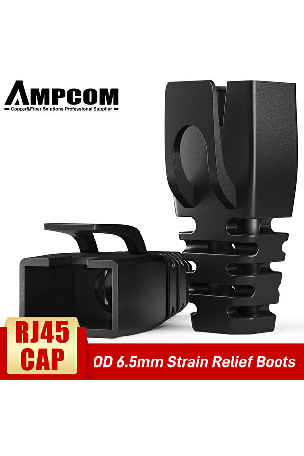 30pcs 6.5MM Black AMPCOM Ethernet Network Cable Strain Relief Boots Cable RJ45 Connector Plug Cover