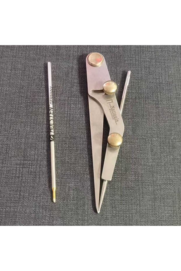 1 Set 1Pcs Nat DIY Leather Pitch Gauge Professional LeatherCraft Silver Refill Pen Marking Tool Clea