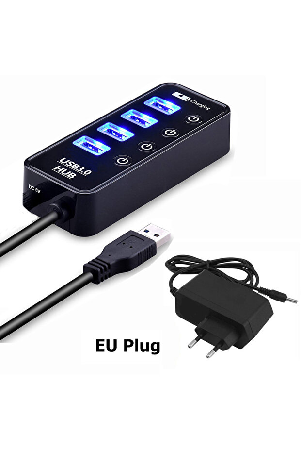 4 منافذ مع قابس الاتحاد الأوروبي USB HUB 3.0 4 7 منافذ شاحن الهاتف الذكي متعدد لأجهزة iPad MacBook Pro الكمبيوتر الشخصي