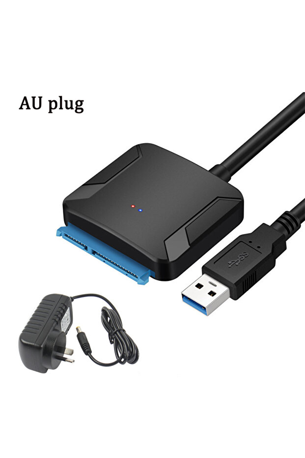 كابل محول SATA إلى USB 3.0 وUSB C مع قابس أسترالي لقارئ الأقراص الصلبة SSD/HDD مقاس 3.5 و2.5 بوصة، موسع