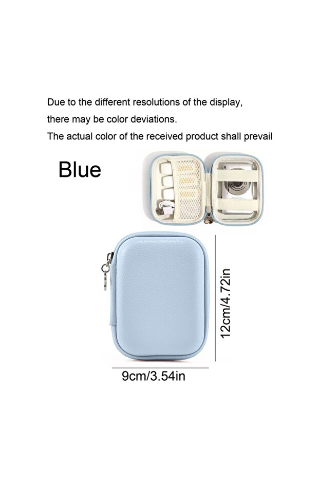 Blue 1pc Earphone Data Storage Bag Cable Organizer Bags Mini Zipper Pouch Tech Gadgets Portable Char