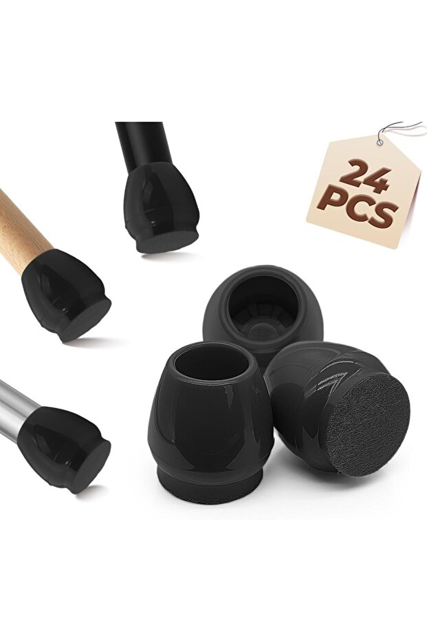 24pcs black 24/48 Pcs Chair Leg Floor Protectors Small Round Diameter 15–20mm Thick Felt Pads with R