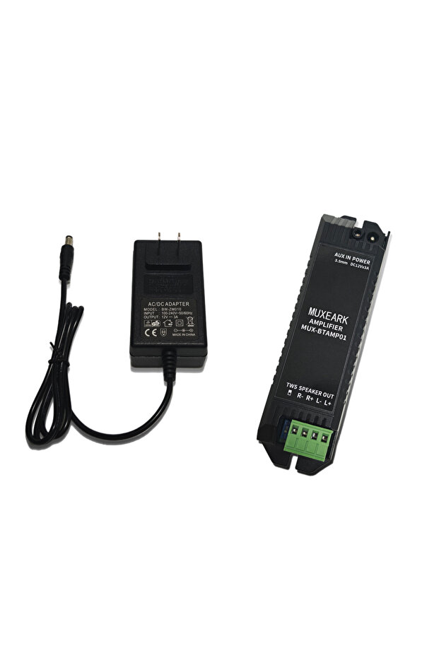 محول طاقة AMP وUS Plug Muxeark 12V3A مع مضخم صوت بلوتوث صغير ثنائي القنوات AUX TWS للحمام