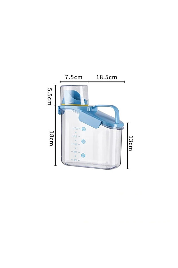 Blue Grain Storage Tank 1500ML Cereal Storage Box with Measuring Cup Food Bean Grain Sealed Jar Kitc