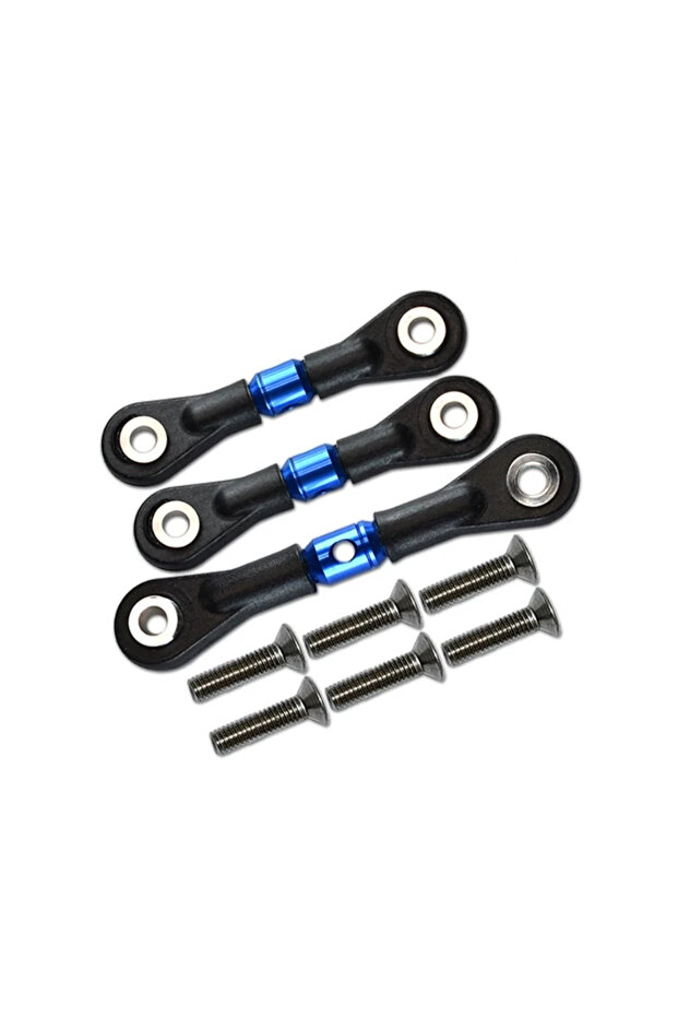 Blue 3pcs Alloy Adjustable Tie Rod Tie Links Steering Rods For 1/10 TAMIYA TT02 TT02T TT01 TT01E TT0