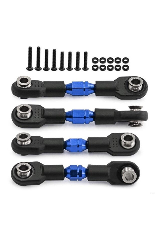 Blue 4Pcs Adjustable Alloy Turnbuckles for RC Cars - Enhanced Stability, Durable Metal Linkage Rods