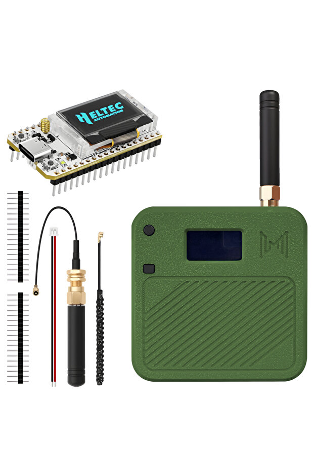 مجموعة لوحة تطوير Heltec V3 ESP32 LoRa 32 باللون الأخضر من Meshtastic، مزودة بمنفذ OLED ومنفذ USB C وشبكة WiFi وبلوتوث وإنترنت الأشياء SX1262 433