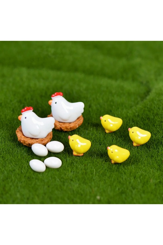 12pcs mix 12 Pcs Mix Chicken Chick Egg Nest Figurine Miniatures Home Decoration Kawaii Accessories G