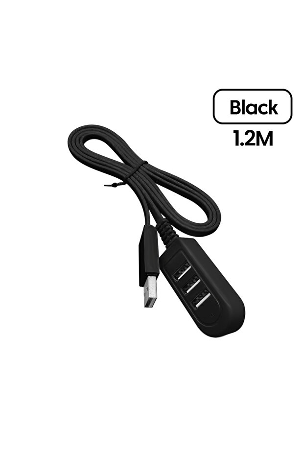 موزع USB 2.0 أسود 3 في 1، 1.2 متر، موزع USB عالي السرعة، محول موزع USB لملحقات الكمبيوتر الشخصي، Mu
