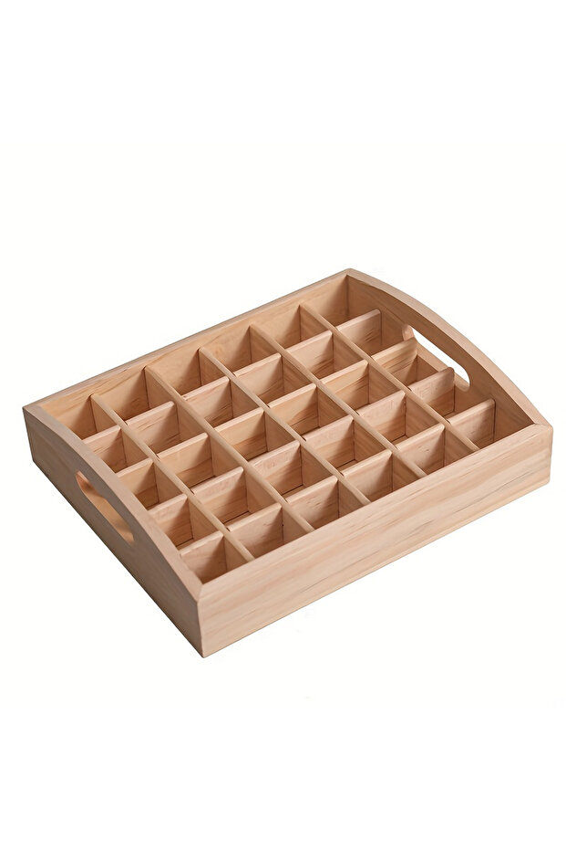 A 30-Cell Essential Oil Storage Box Portable High-End Small Wooden Pine Box for Portable Organizati.