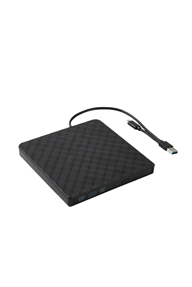 محرك أقراص ضوئية خارجي نحيف 2 في 1 USB3.0 نوع C أسود اللون لحرق وقراءة الأقراص المضغوطة DVD RW