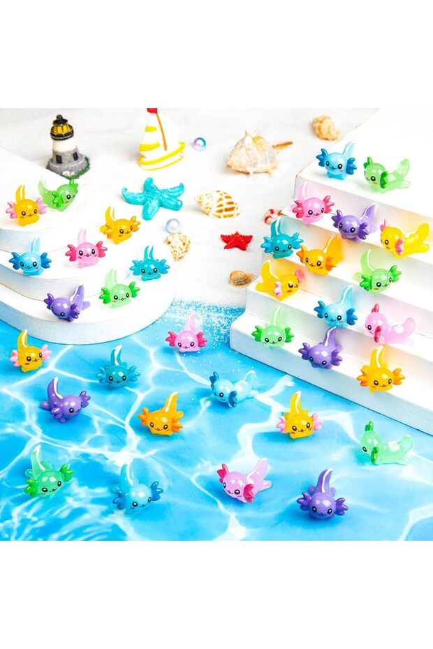 10pcs Random Color 10/20pcs Mini Resin Axolotl Figures Tiny Axolotl Figurine Random Color Miniature