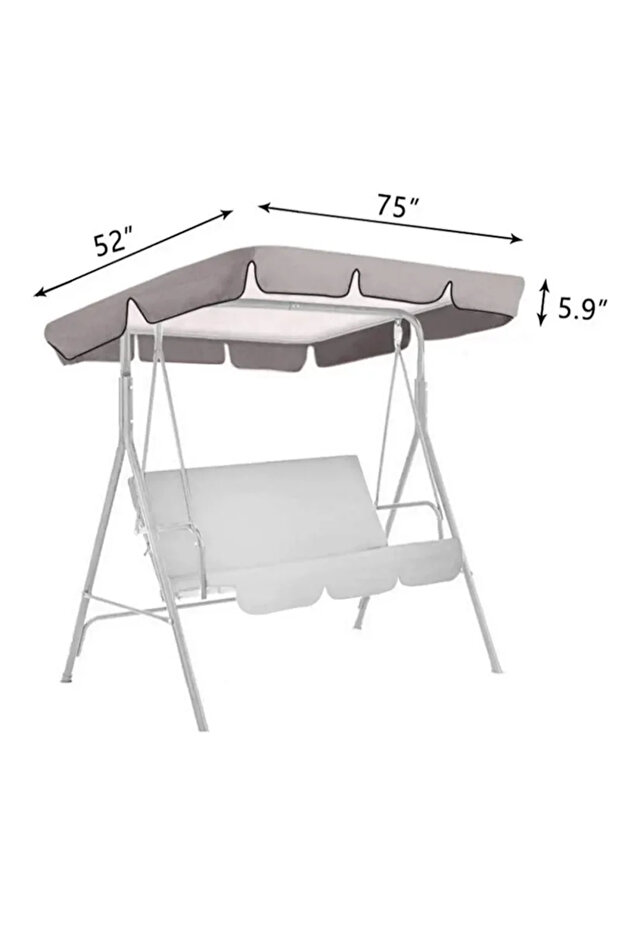 195x125x15cm Grey New Outdoor Swing Chair Canopy Cover, Waterproof Windproof Anti-UV, Polyester Top