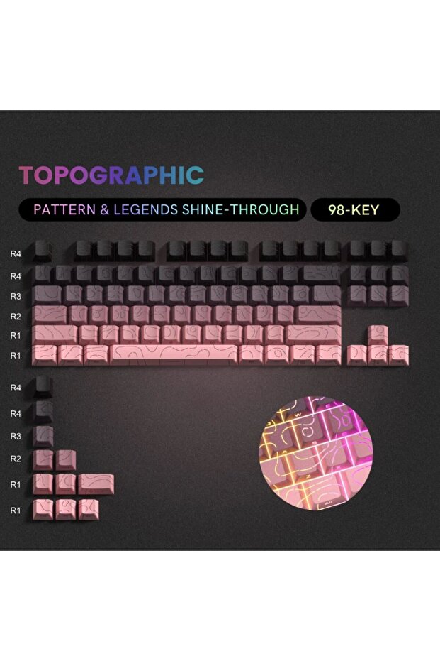 97keys-Blackberry Contour 4.0 Side Engraved Keycap PBT Translucent 97 Key Gaming Mechanical Keyboard