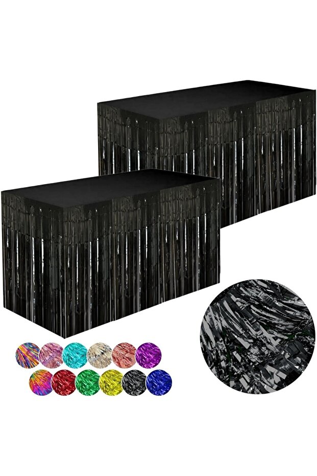 black 2pack Black Plastic Foil Table Skirt Party Event Decoration Table Skirt Metallic Foil Stripe R