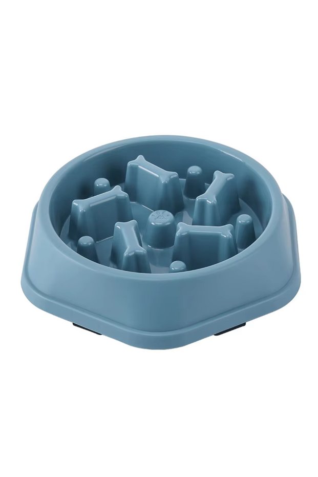Blue G841B Pet Slow Food Bowl Anti-choking Feeder PP Plastic Dish Bowl Home Dog Eating Plate Anti-gu
