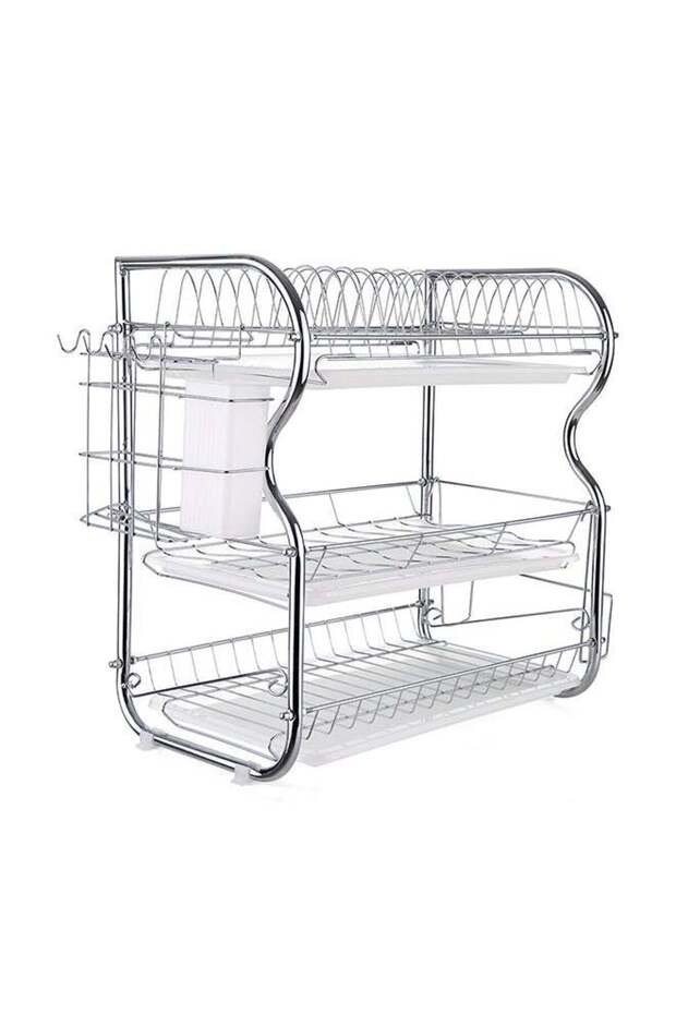 رف أطباق فضي بثلاث طبقات - 1