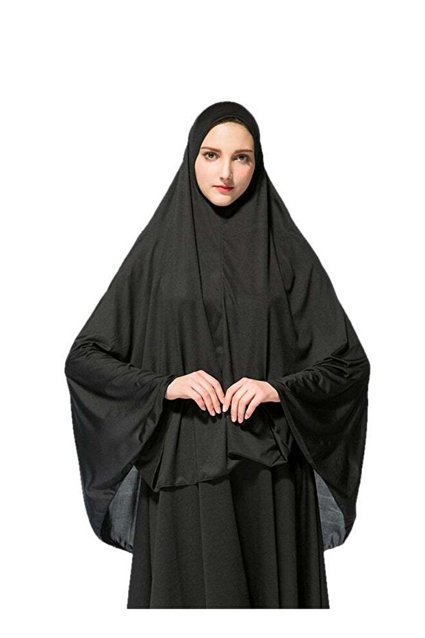 حجاب طويل من مزيج البوليستر - أسود