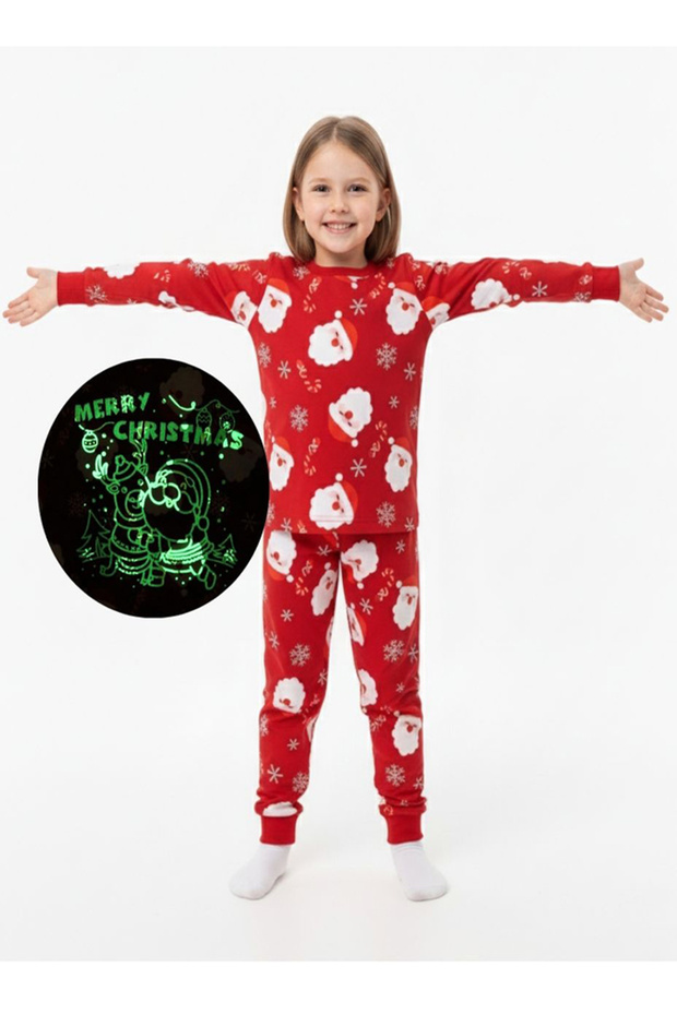 Santa Face Glow Pajama Set for Kids