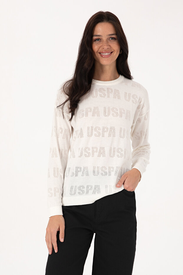 Women's Cream Crew Neck Sweater 50309651-Vr256