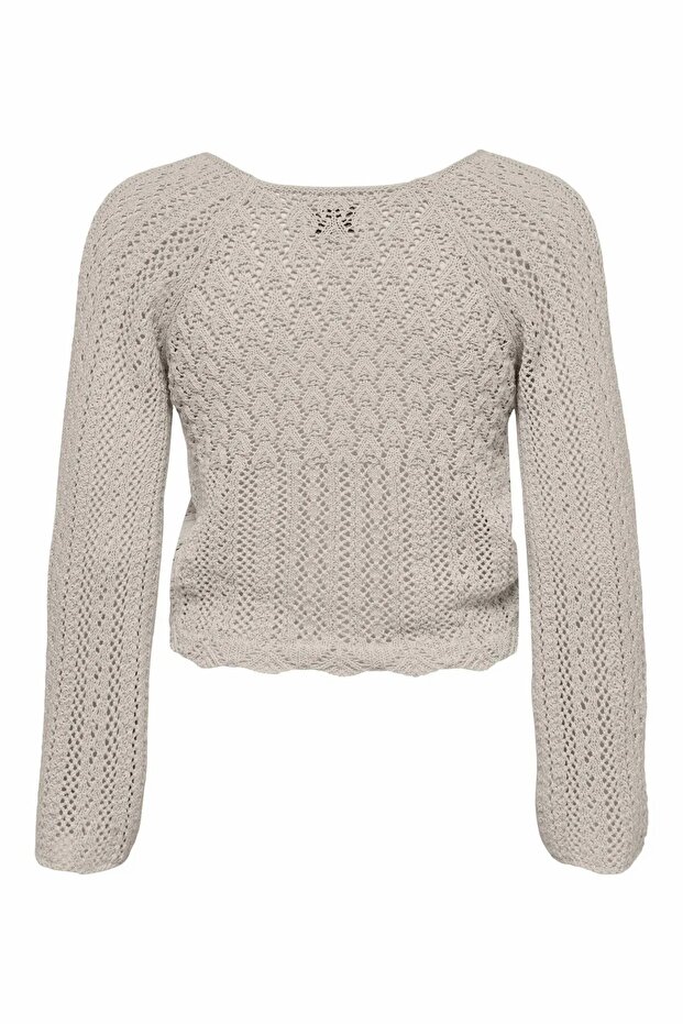 Women's White Onlnola Life Ls Ruching Pullover Knit Sweater & Cardigan 15273610-Pumicesto - 3