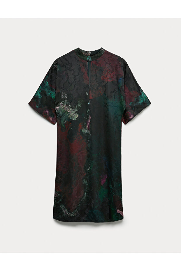 Desenli Mini Elbise - 2