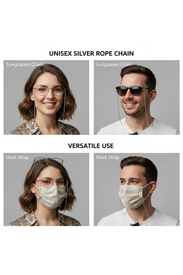 Steel Chain Necklace Can Be Used as an Eyewear Strap or Mask Strap