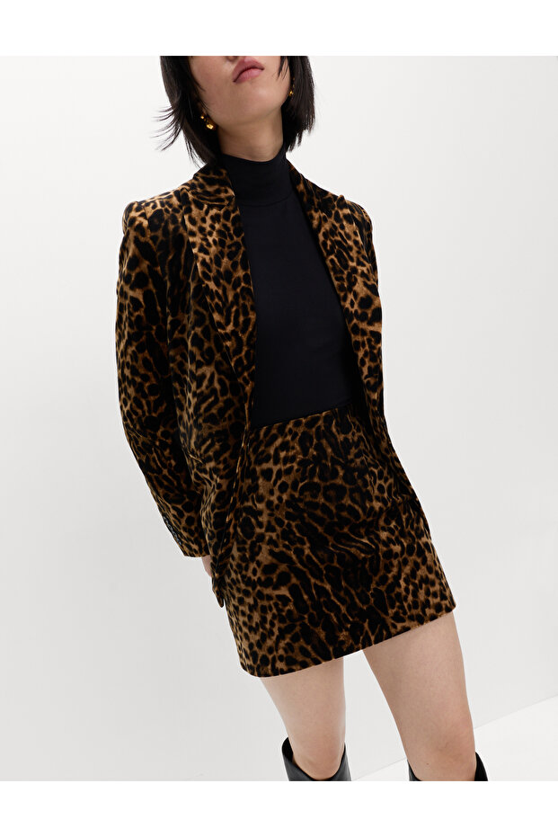 Leopar Desenli Mini Etek - 2