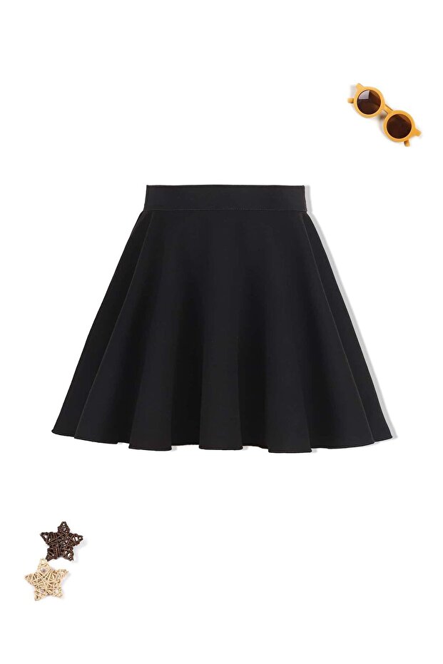 Double Dalgıç Siyah Kız Çocuk Etek - 1