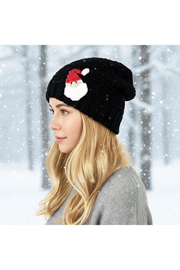Long Knit Beanie - Cream - Cherry - Red Pompon