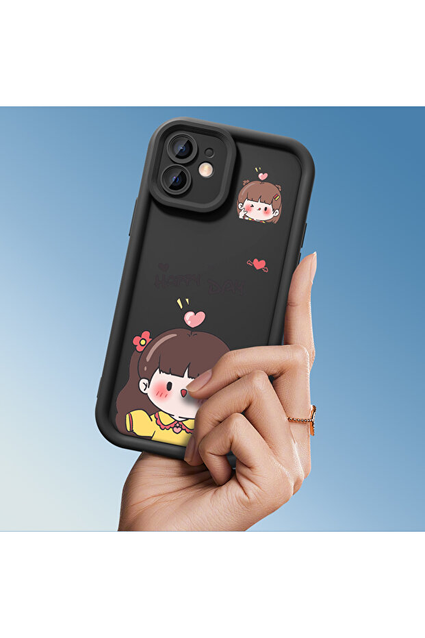 حافظة سيليكون سوداء متوافقة مع هاتف iPhone 16e مقاومة للصدمات وذات نمط لطيف - 4