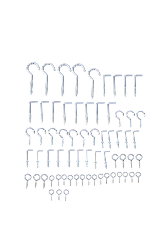 طقم براغي العين والخطاف، 67 قطعة - مجموعة خطافات حلقية متينة على شكل حرف L - 2