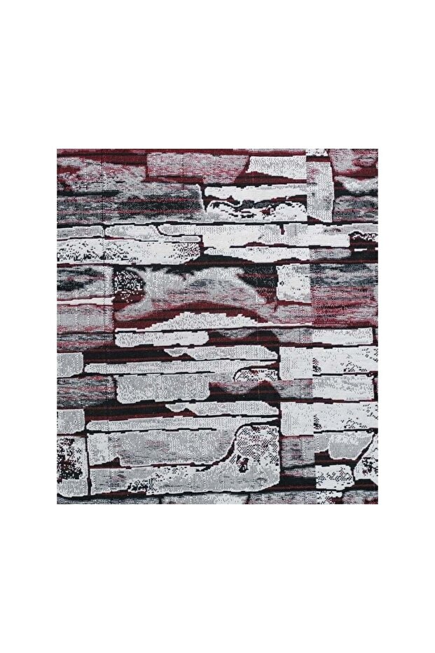 2-Piece Savan 4m2 Cotton Elastic-Free Carpet Cover (170X245)-Stone Pattern Burgundy